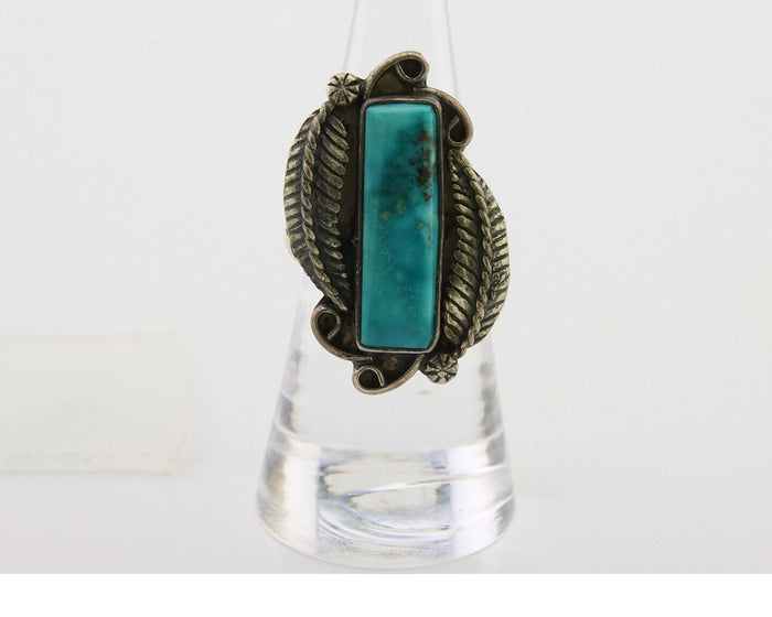Navajo Handmade Ring 925 Silver Natural Turquoise Native Artist C.80's