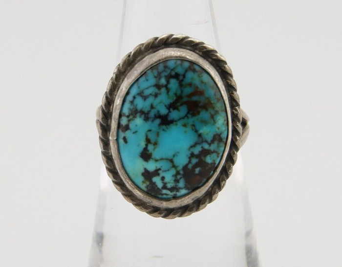 Navajo Handmade Ring 925 Silver Natural Turquoise Native Artist C.80's