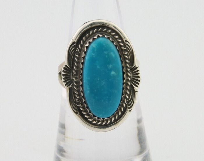 Navajo Handmade Ring 925 Silver Natural Turquoise Native Artist C.80's