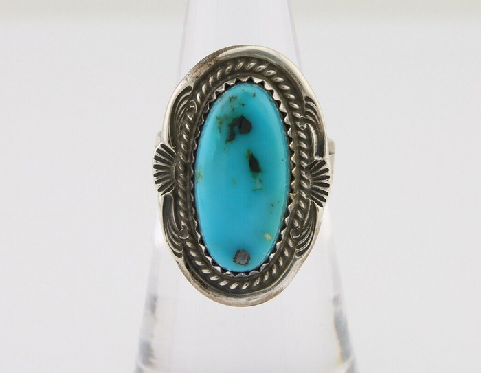 Navajo Handmade Ring 925 Silver Natural Turquoise Native Artist C.80's