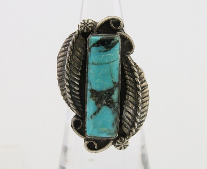 Navajo Handmade Ring 925 Silver Natural Turquoise Native Artist C.80's