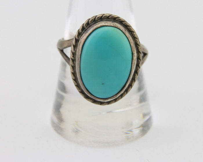 Navajo Handmade Ring 925 Silver Natural Turquoise Native Artist C.80's