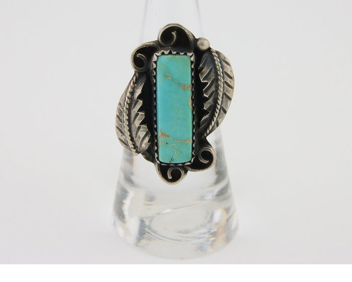 Navajo Handmade Ring 925 Silver Natural Turquoise Native Artist C.80's
