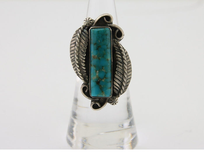 Navajo Handmade Ring 925 Silver Natural Turquoise Native Artist C.80's