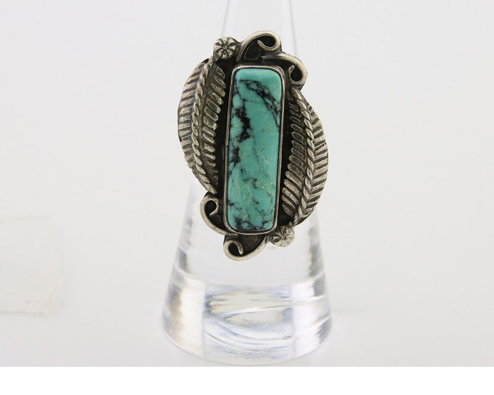 Navajo Handmade Ring 925 Silver Natural Turquoise Native Artist C.80's