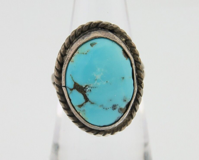 Navajo Handmade Ring 925 Silver Natural Turquoise Native Artist C.80's
