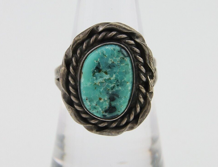 Navajo Handmade Ring 925 Silver Natural Turquoise Native Artist C.80's
