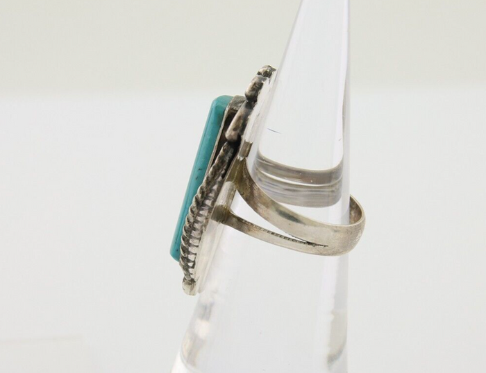 Navajo Handmade Ring 925 Silver Natural Turquoise Native Artist C.80's