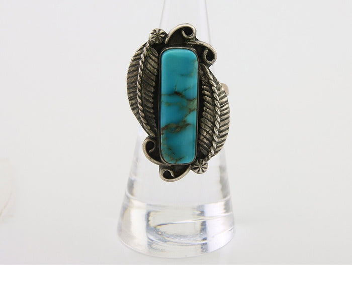 Navajo Handmade Ring 925 Silver Natural Turquoise Native Artist C.80's