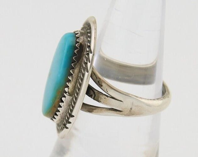 Navajo Handmade Ring 925 Silver Natural Turquoise Native Artist C.80's