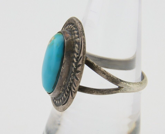 Navajo Handmade Ring 925 Silver Natural Turquoise Native Artist C.80's
