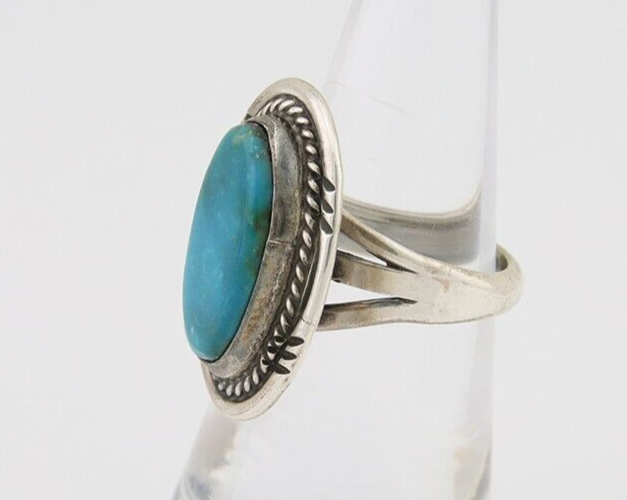 Navajo Handmade Ring 925 Silver Natural Turquoise Native Artist C.80's