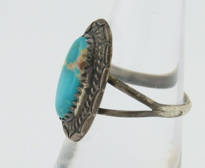 Navajo Handmade Ring 925 Silver Natural Turquoise Native Artist C.80's