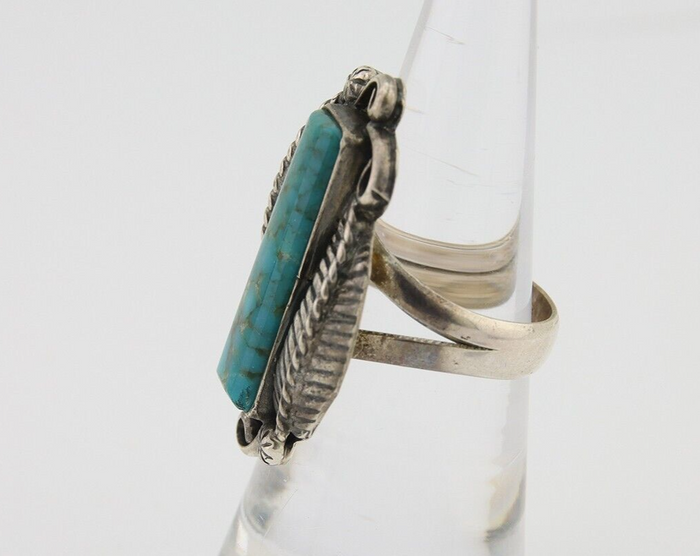 Navajo Handmade Ring 925 Silver Natural Turquoise Native Artist C.80's