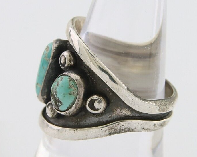 Navajo Handmade Ring 925 Silver Natural Turquoise Native Artist C.80's