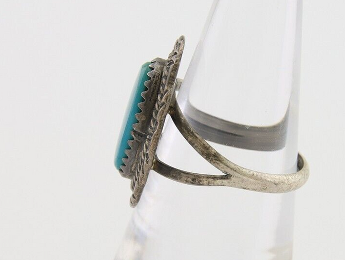 Navajo Handmade Ring 925 Silver Natural Turquoise Native Artist C.80's