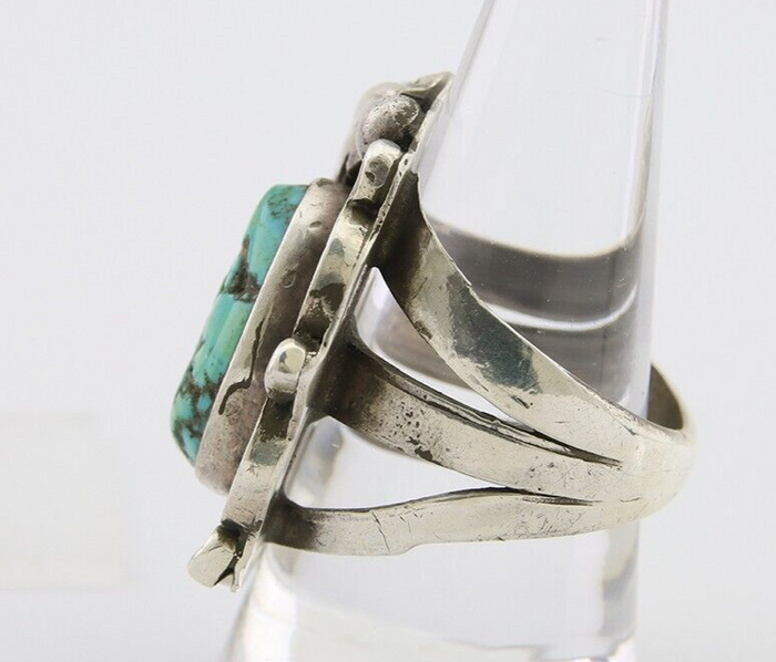Navajo Handmade Ring 925 Silver Natural Turquoise Native Artist C.80's