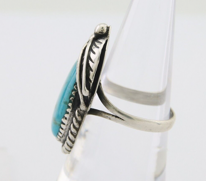 Navajo Handmade Ring 925 Silver Natural Turquoise Native Artist C.80's