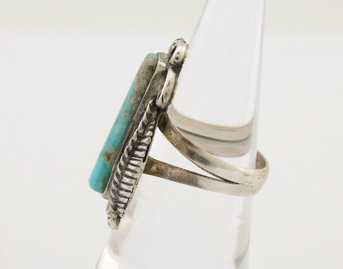 Navajo Handmade Ring 925 Silver Natural Turquoise Native Artist C.80's