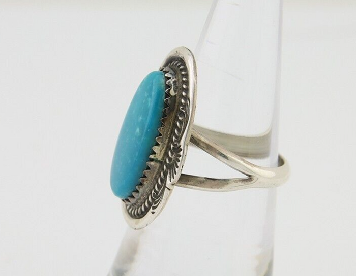 Navajo Handmade Ring 925 Silver Natural Turquoise Native Artist C.80's