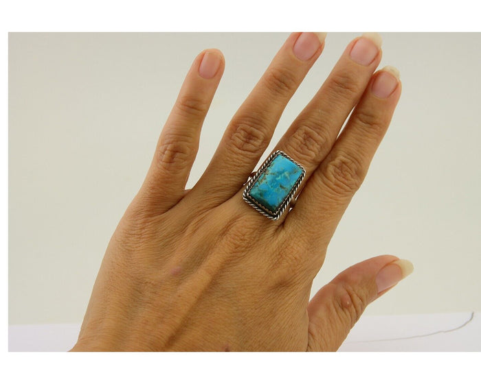 Navajo Handmade Ring 925 Silver Natural Turquoise Native Artist C.80's