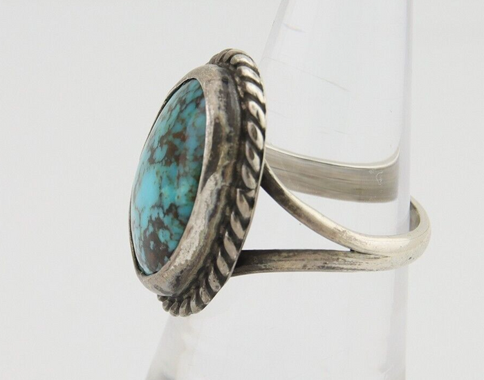 Navajo Handmade Ring 925 Silver Natural Turquoise Native Artist C.80's