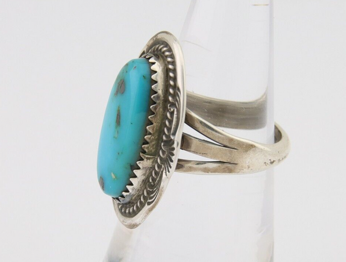 Navajo Handmade Ring 925 Silver Natural Turquoise Native Artist C.80's