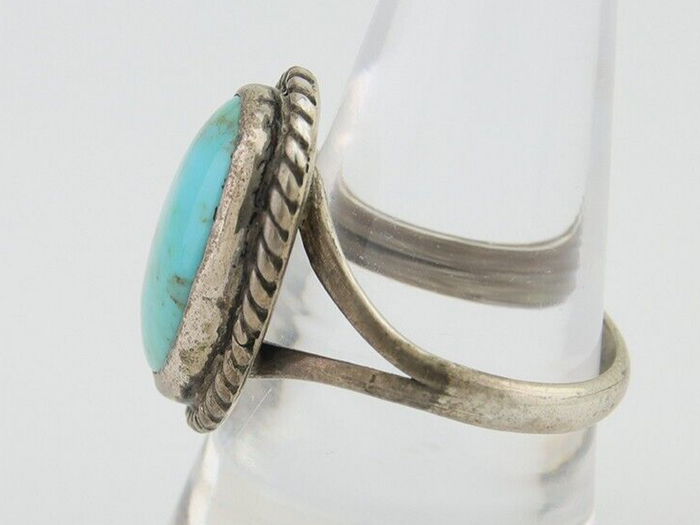 Navajo Handmade Ring 925 Silver Natural Turquoise Native Artist C.80's
