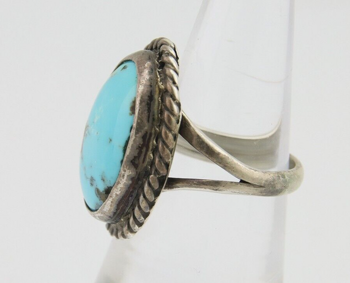 Navajo Handmade Ring 925 Silver Natural Turquoise Native Artist C.80's