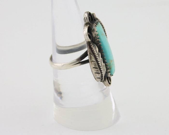 Navajo Handmade Ring 925 Silver Natural Turquoise Native Artist C.80's