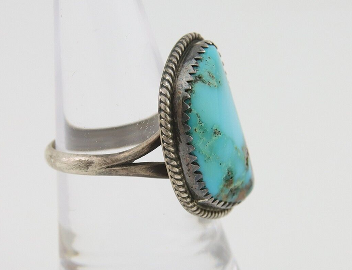 Navajo Handmade Ring 925 Silver Natural Turquoise Native Artist C.80's