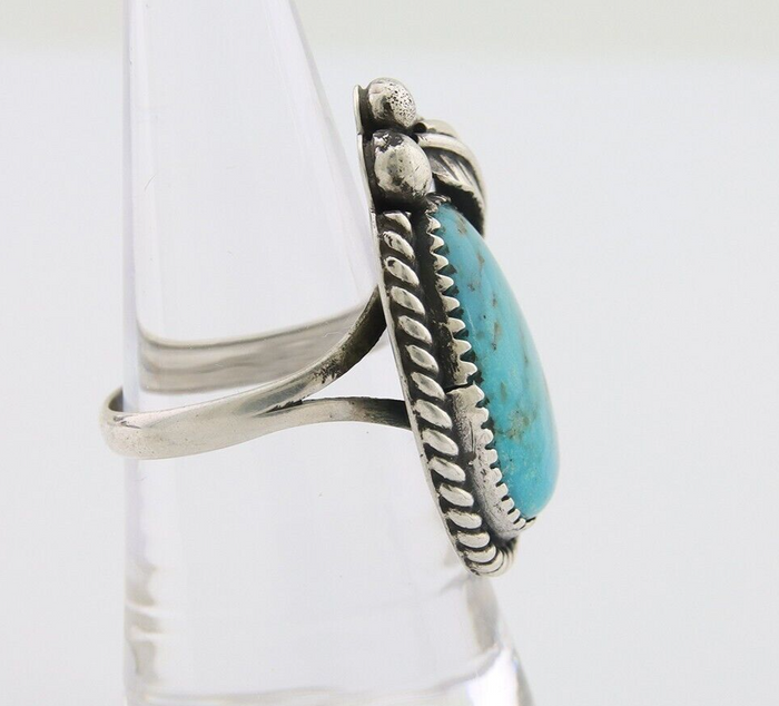 Navajo Handmade Ring 925 Silver Natural Turquoise Native Artist C.80's