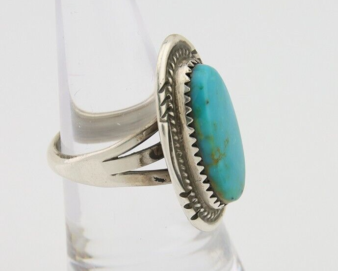 Navajo Handmade Ring 925 Silver Natural Turquoise Native Artist C.80's