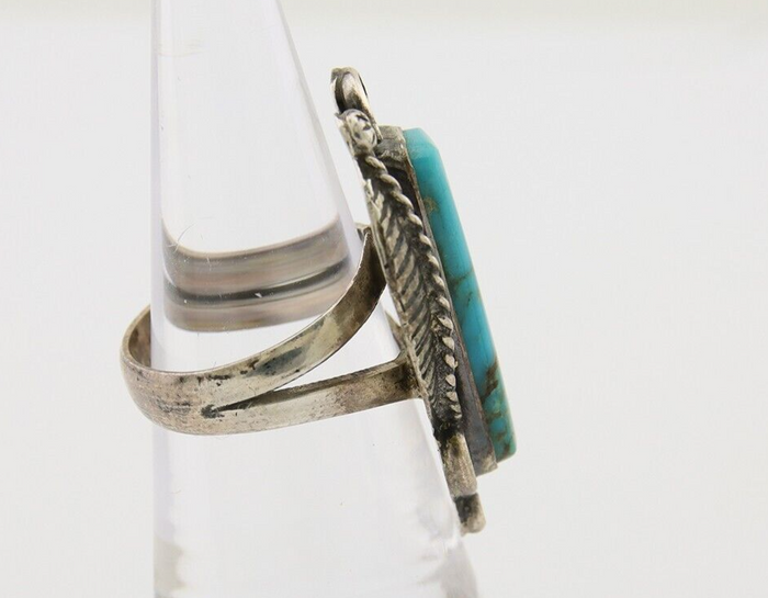 Navajo Handmade Ring 925 Silver Natural Turquoise Native Artist C.80's
