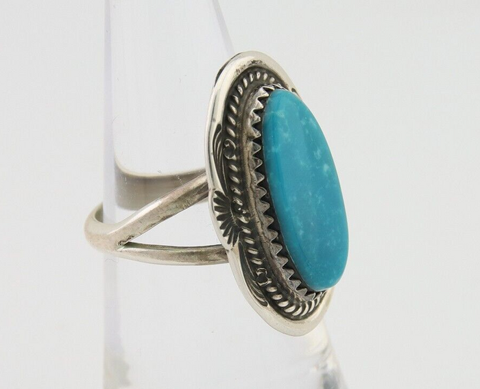 Navajo Handmade Ring 925 Silver Natural Turquoise Native Artist C.80's