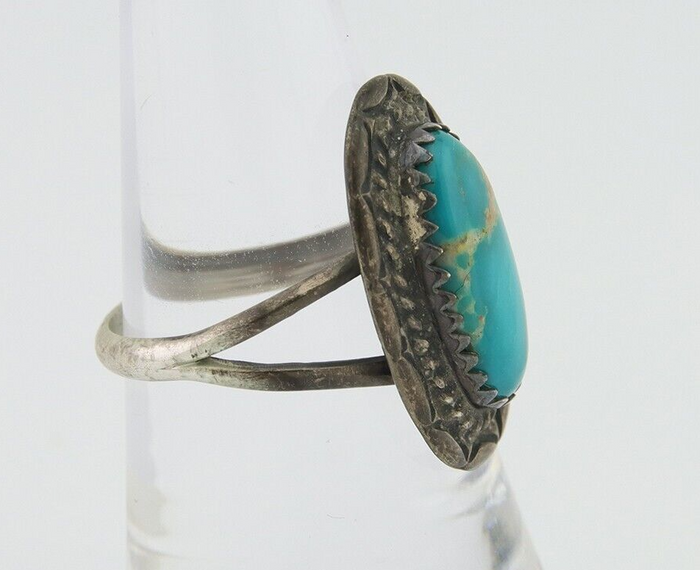 Navajo Handmade Ring 925 Silver Natural Turquoise Native Artist C.80's