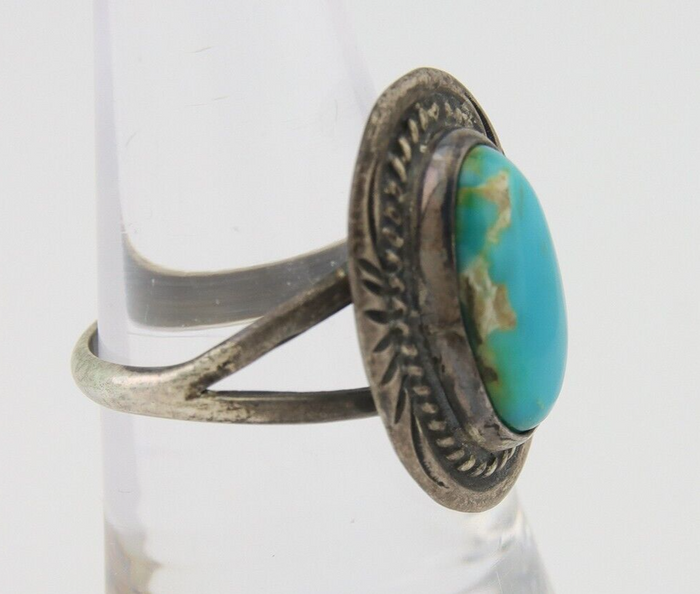 Navajo Handmade Ring 925 Silver Natural Turquoise Native Artist C.80's