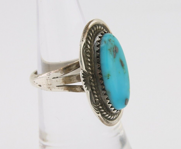 Navajo Handmade Ring 925 Silver Natural Turquoise Native Artist C.80's