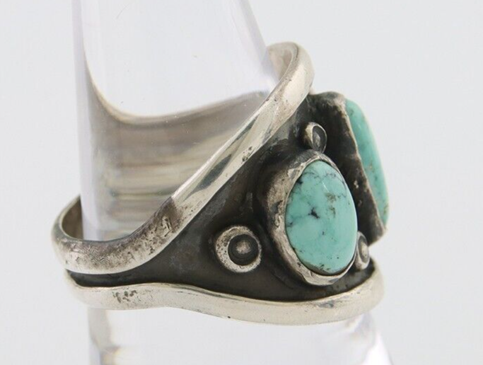 Navajo Handmade Ring 925 Silver Natural Turquoise Native Artist C.80's