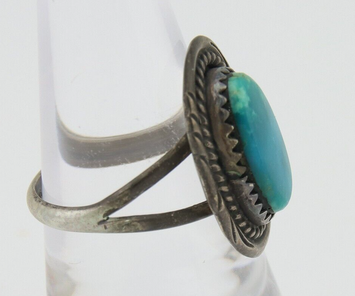 Navajo Handmade Ring 925 Silver Natural Turquoise Native Artist C.80's