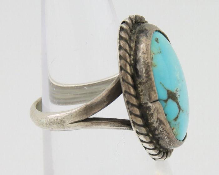 Navajo Handmade Ring 925 Silver Natural Turquoise Native Artist C.80's