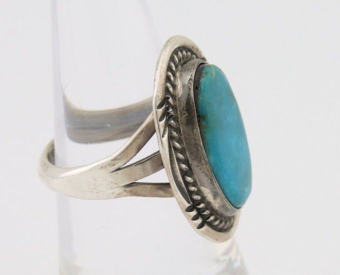 Navajo Handmade Ring 925 Silver Natural Turquoise Native Artist C.80's