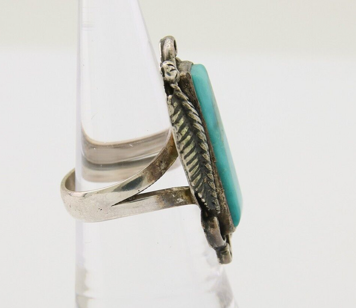 Navajo Handmade Ring 925 Silver Natural Turquoise Native Artist C.80's