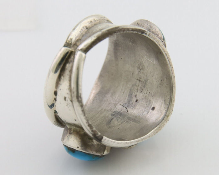 Navajo Handmade Ring 925 Silver Natural Turquoise Native Artist C.80's