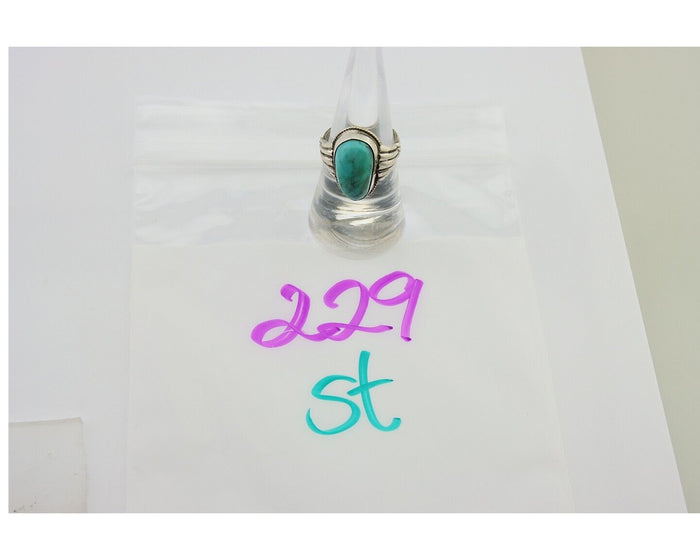 Navajo Handmade Ring 925 Silver Natural Turquoise Native Artist C.80's