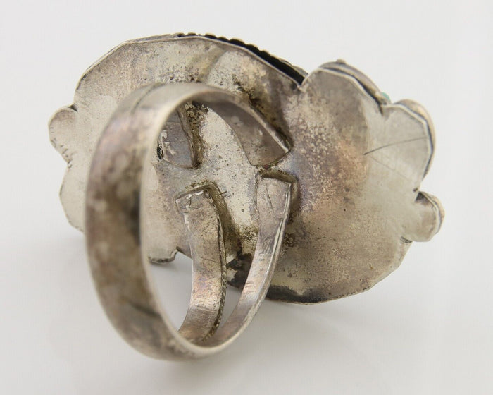 Navajo Handmade Ring 925 Silver Natural Turquoise Native Artist C.80's