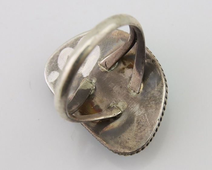 Navajo Handmade Ring 925 Silver Natural Turquoise Native Artist C.80's