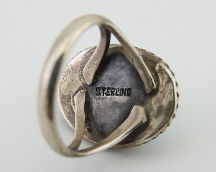 Navajo Handmade Ring 925 Silver Natural Turquoise Native Artist C.80's