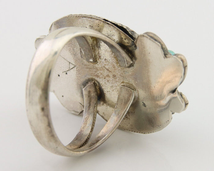 Navajo Handmade Ring 925 Silver Natural Turquoise Native Artist C.80's