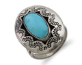 Navajo Handmade Ring 925 Silver Natural Turquoise Signed M Horse C.80's